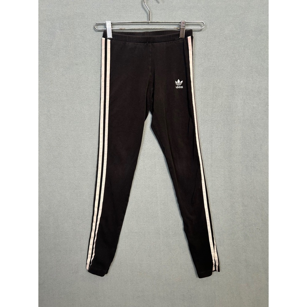 Adidas Originals Womens Trefoil Leggings Black Pink 3-Stripe XS AJ8081